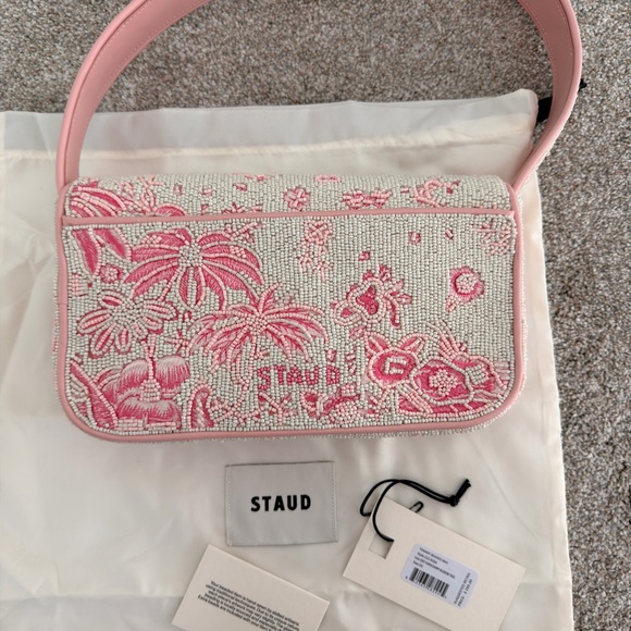 STAUD Pink and Cream Floral Shoulder Bag - Picture 5 of 6